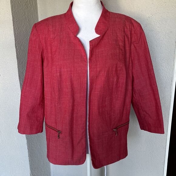 Roz & Ali Women’s Cotton Blend Red Blazer Size 1X - Picture 2 of 9